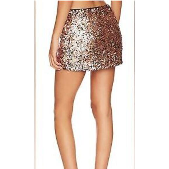 Free People Desni Sequins Mini Skirt 6 Gold Black - Picture 3 of 9